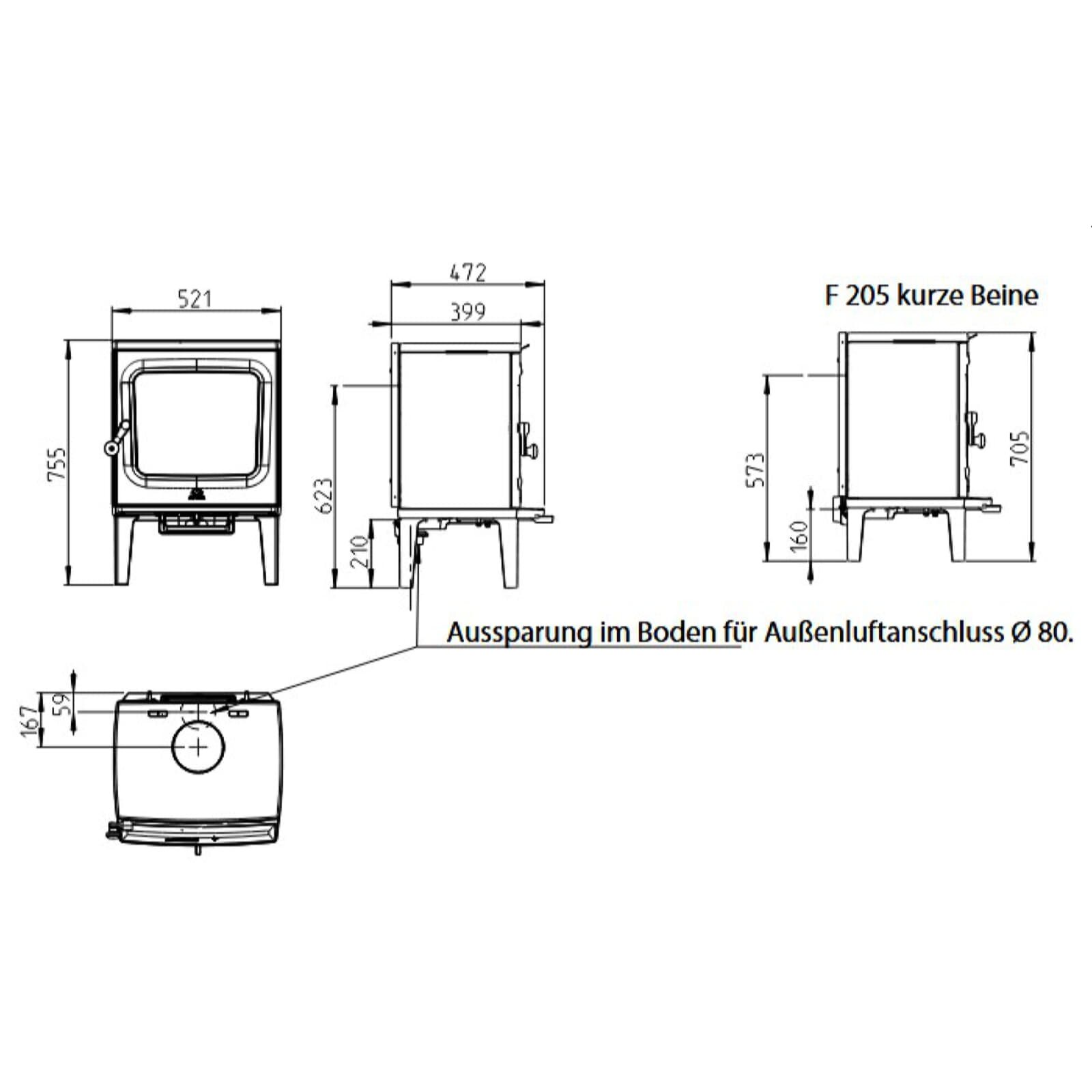 Kaminofen Gussofen Jotul F 205 V2 - 5 kW - Schwarz (BP)