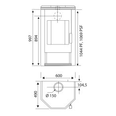 Kaminofen Wamsler Ugnis KF101-83 - 8 kW - Naturstein Grau