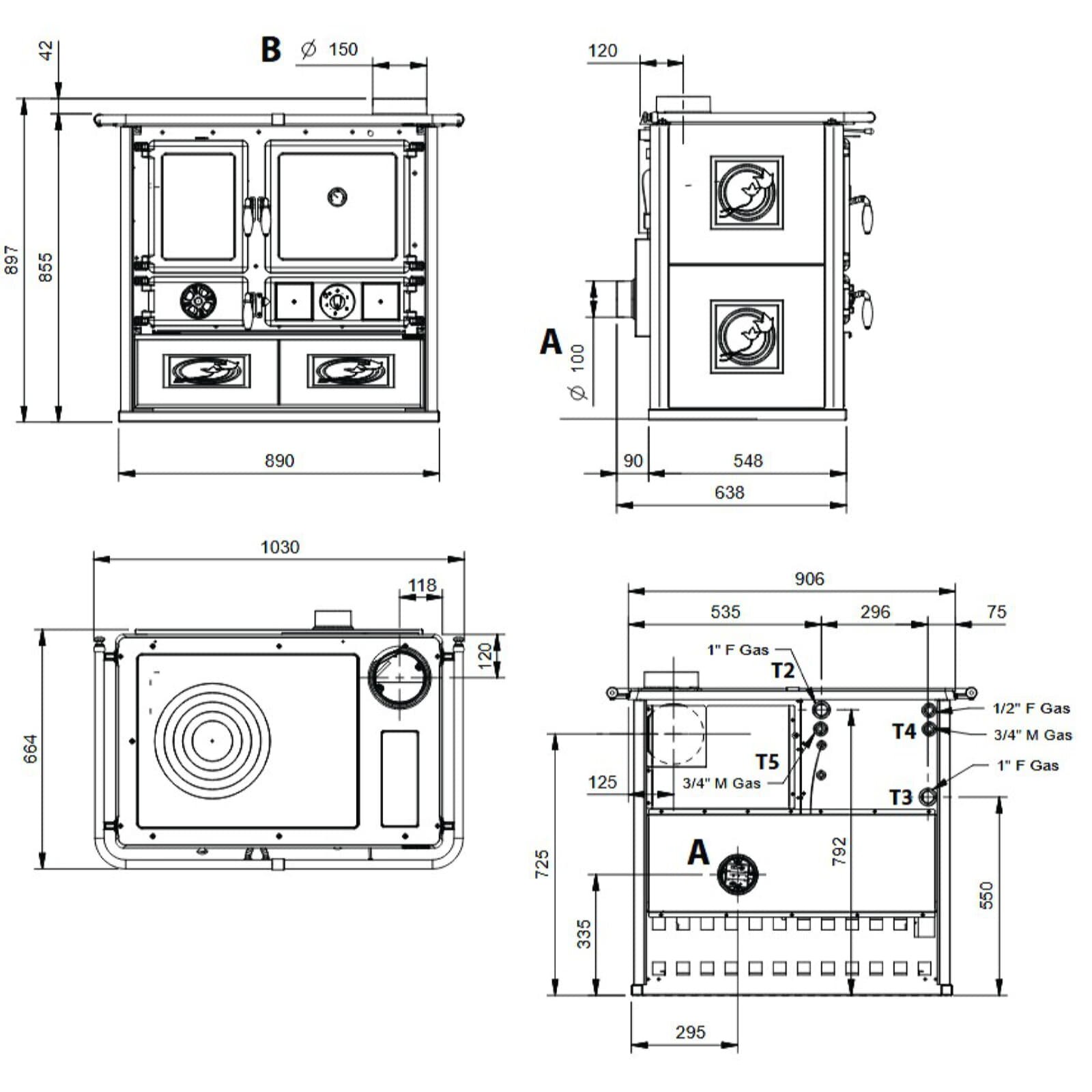 Küchenherd wassergeführt La Nordica TermoRosa DSA 16 Ceramica - 11 kW - Bordeaux