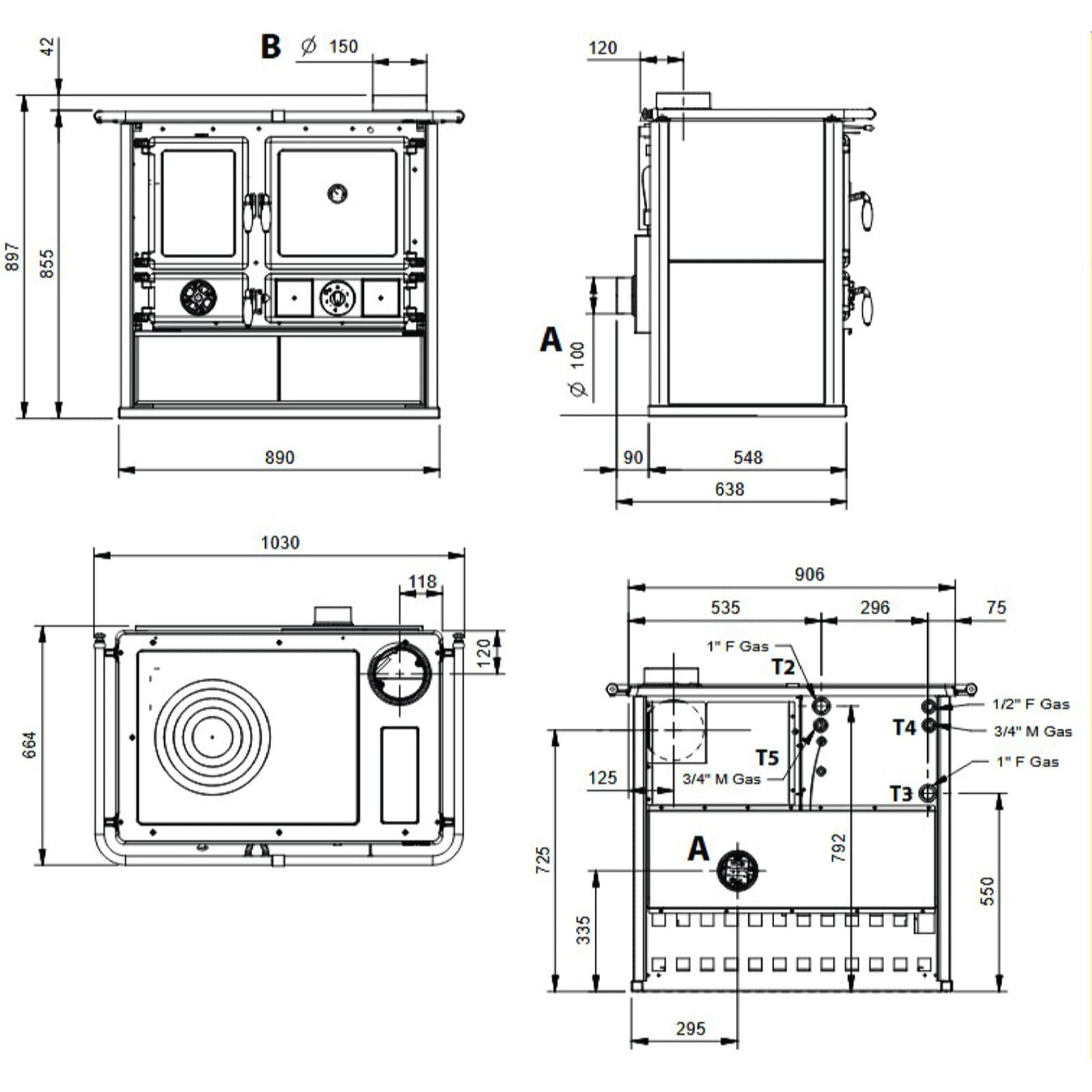 Küchenherd wassergeführt La Nordica TermoRosa DSA 16 Petra - 11 kW - Naturstein