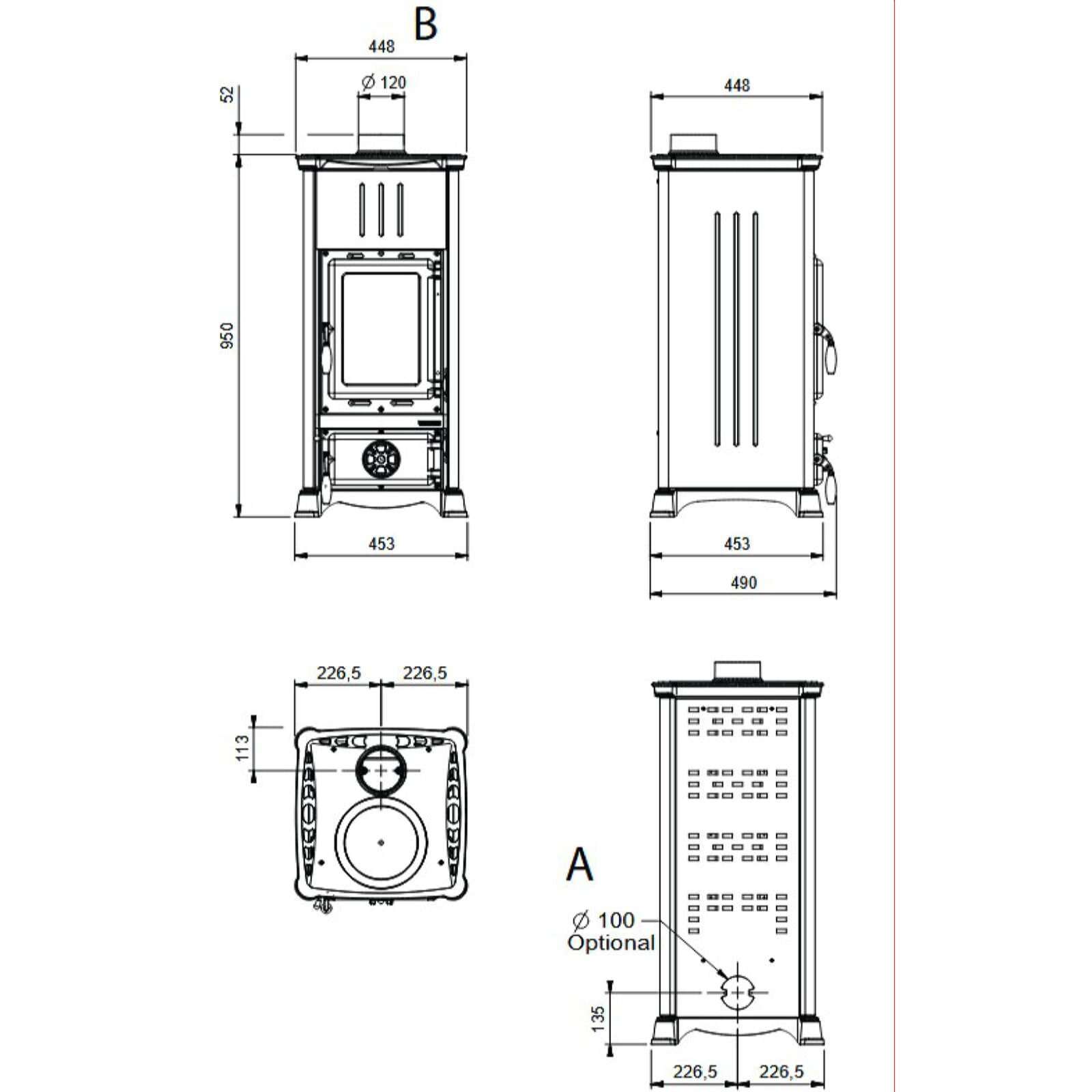 Kaminofen La Nordica Emiliana 165 Steel - 6,5 kW - Anthrazit Schwarz