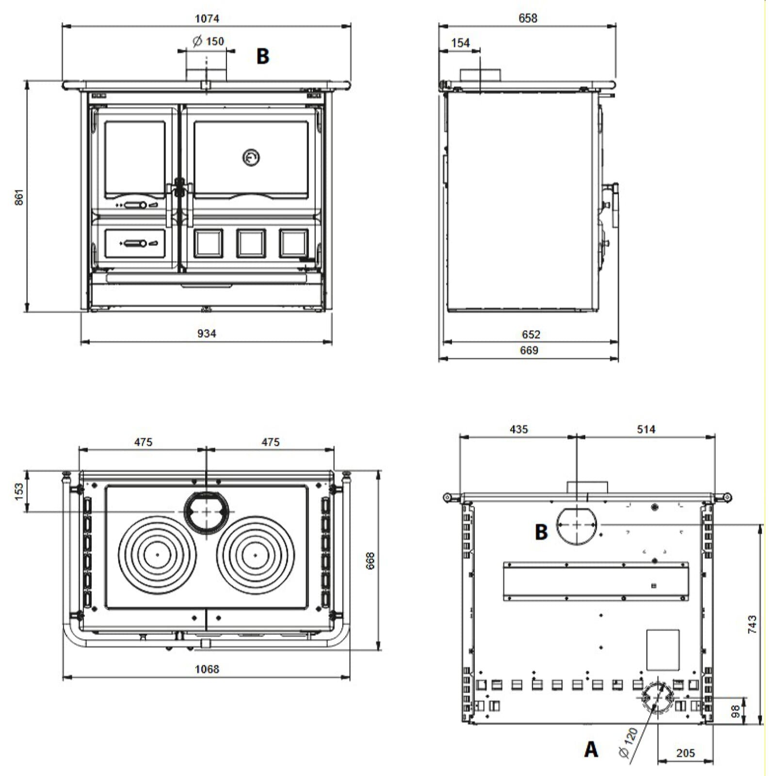 Küchenherd La Nordica Rosa XXL 16 Steel - 10,5 kW - Anthrazit Schwarz