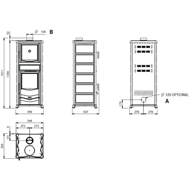 Kaminofen La Nordica Rossella Plus Forno 165 Petra - 9,4 kW - Naturstein