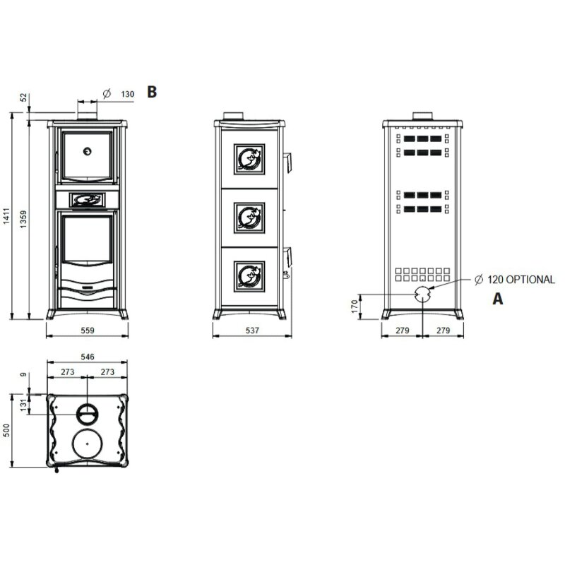 Kaminofen La Nordica Rossella Plus Forno 165 Ceramica - 9,4 kW