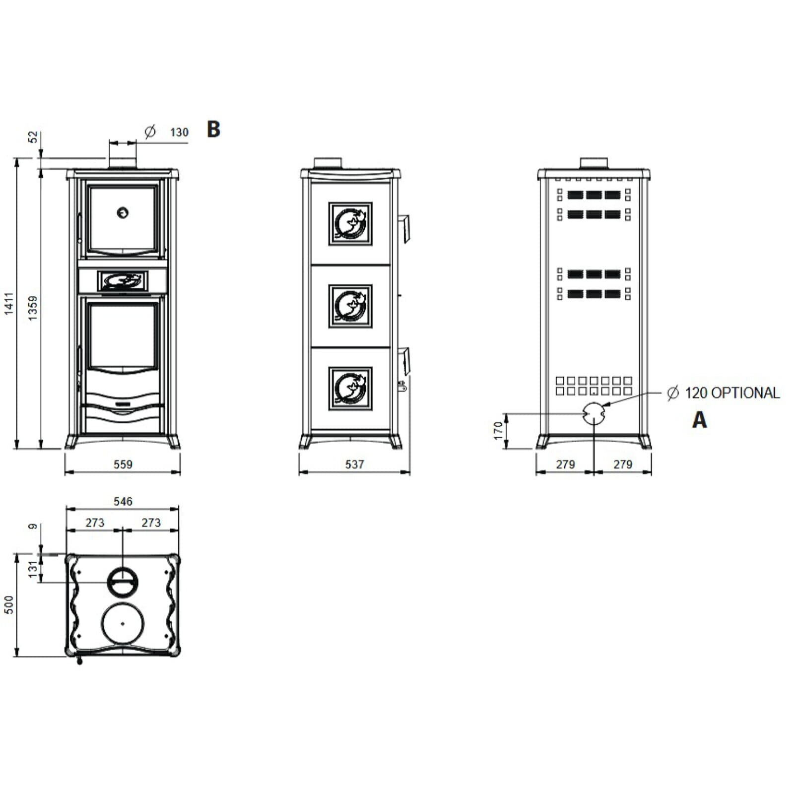 Kaminofen La Nordica Rossella Plus Forno 165 Ceramica - 9,4 kW