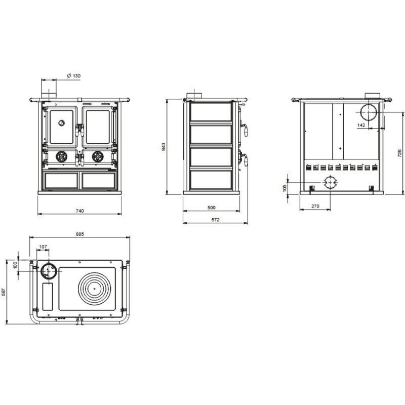 Küchenherd La Nordica Rosetta Sinistra 16 Petra - 7,9 kW - Naturstein