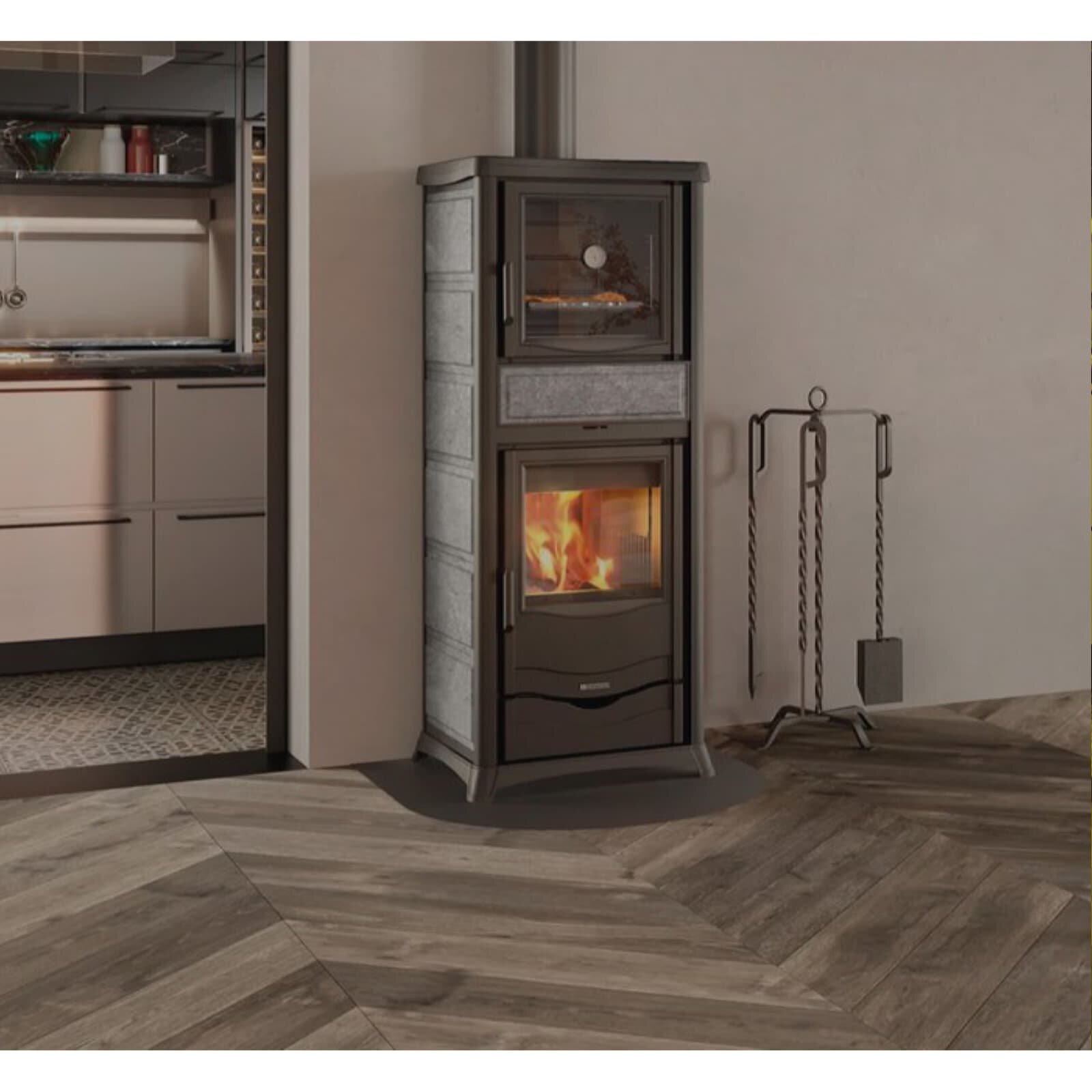 Kaminofen wassergeführt La Nordica TermoRossella Plus Forno DSA 16 Petra - 11,1 kW - Naturstein