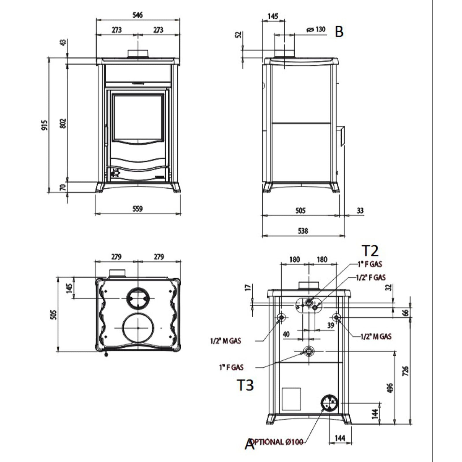 Kaminofen wassergeführt La Nordica TermoRossella Plus DSA 16 Petra - 11,1 kW - Naturstein