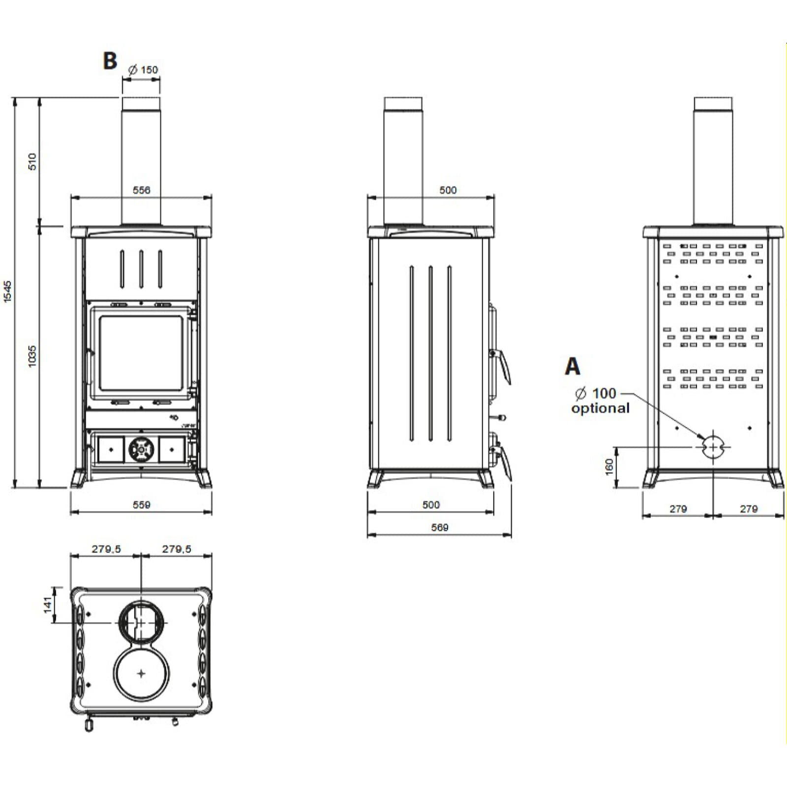 Kaminofen La Nordica Concita 16 Steel - 11,8 kW - Anthrazit Schwarz