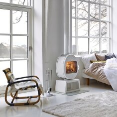 Kaminofen SCAN 66-4 mit eckigem Sockel (Plinth), wei&szlig; - 5 kW - AUSSTELLUNGSST&Uuml;CK