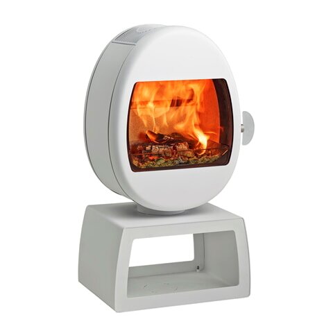 Kaminofen SCAN 66-4 mit eckigem Sockel (Plinth), weiß - 5 kW - AUSSTELLUNGSSTÜCK