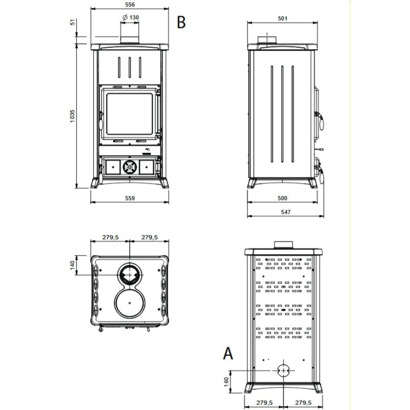 Kaminofen La Nordica Fedora 16 Steel - 8,3 kW - Anthrazit Schwarz