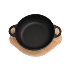 Mesa Dos runde Gusspfanne mit Holzuntersetzer, Ø...