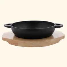 Mesa Dos runde Gusspfanne mit Holzuntersetzer, Ø...