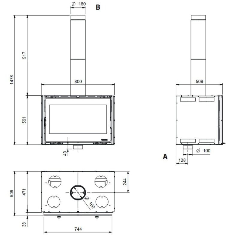 Kamineinsatz La Nordica INSERTO 80 Wide 16 - 12,4 kW