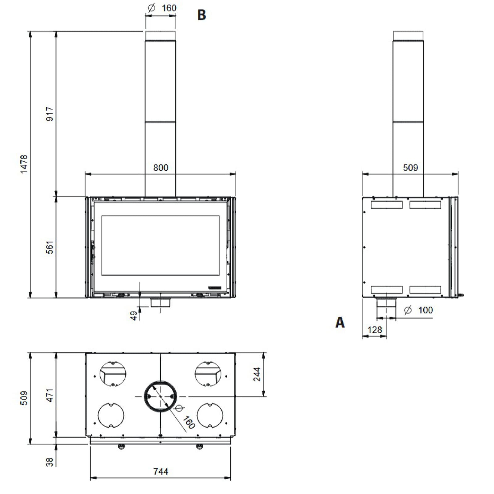 Kamineinsatz La Nordica INSERTO 80 Wide 16 - 12,4 kW