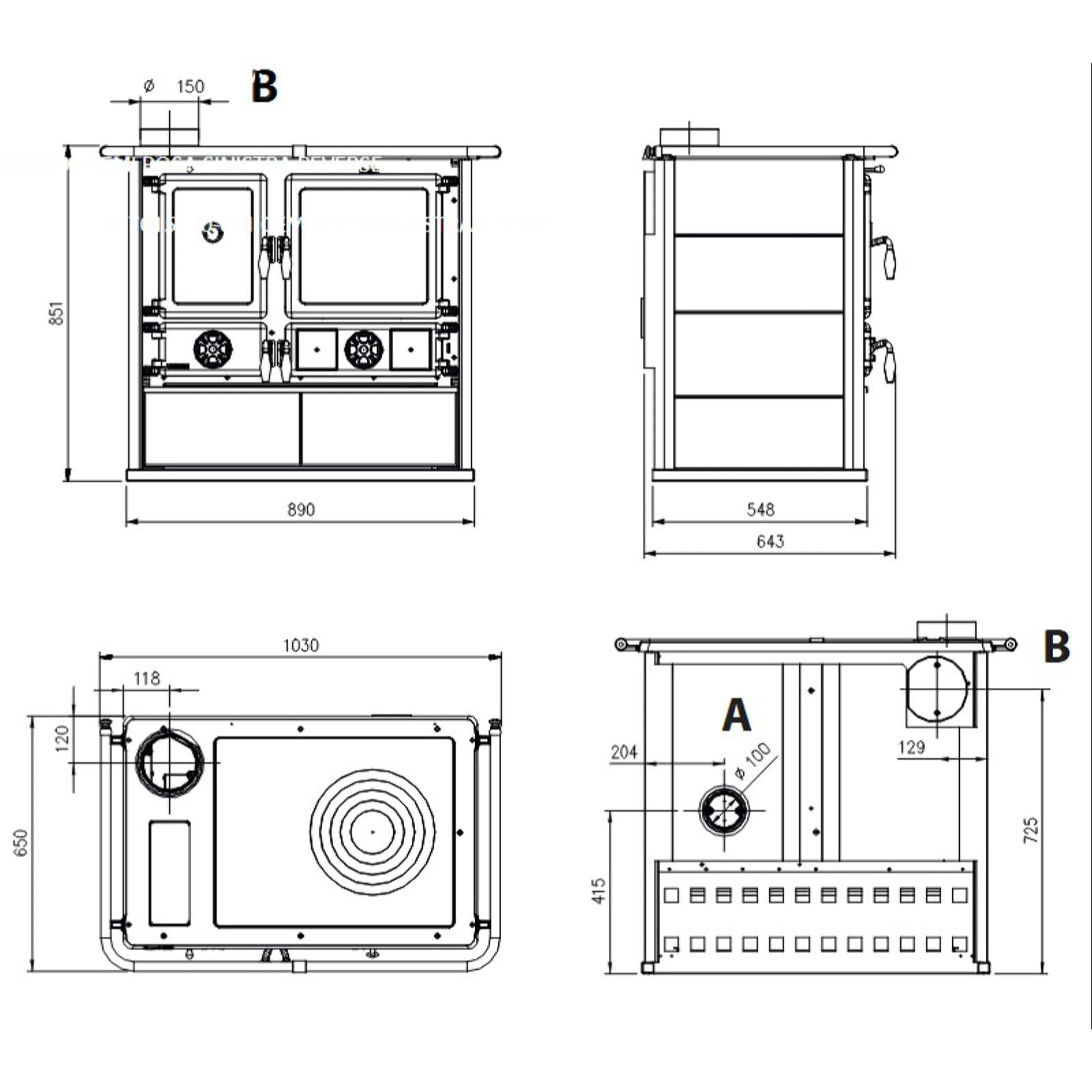 Küchenherd La Nordica Rosa Sinistra Reverse 16 Petra - 8,2 kW - Naturstein