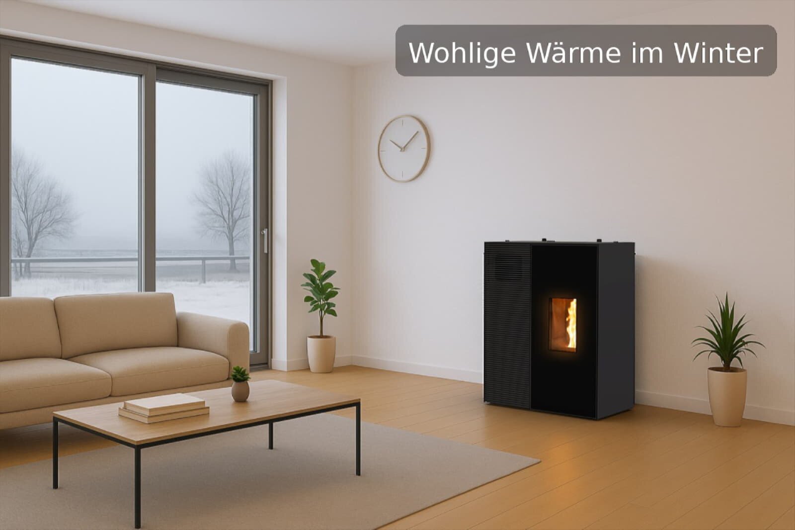 Pelletofen MCZ Eiko 365 R (Anschluss hinten) mit Kühlfunktion - 6 kW, Schwarz