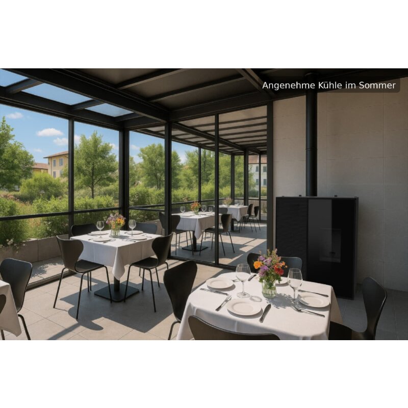 Pelletofen MCZ Eiko 365 Up (Anschluss oben) mit Kühlfunktion - 6 kW, Schwarz