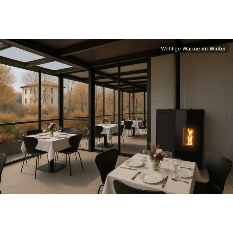 Pelletofen MCZ Eiko 365 Up (Anschluss oben) mit Kühlfunktion - 6 kW, Schwarz