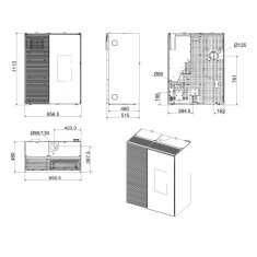 Pelletofen MCZ Eiko 365 Up (Anschluss oben) mit K&uuml;hlfunktion - 6 kW, Schwarz