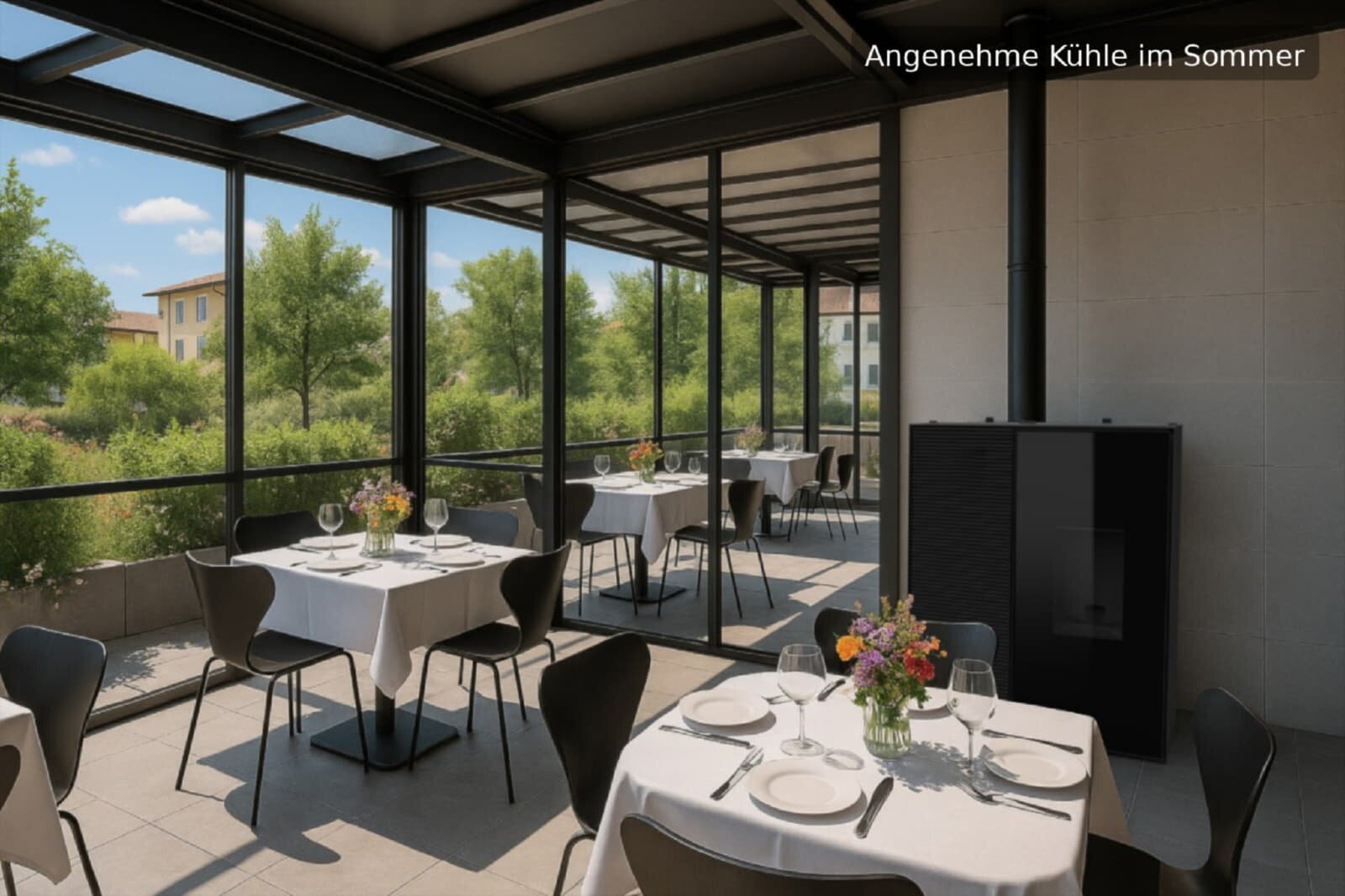 Pelletofen MCZ Eiko 365 Up (Anschluss oben) mit Kühlfunktion - 6 kW, Schwarz