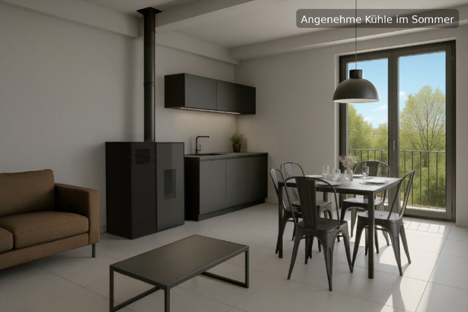 Pelletofen MCZ Eiko 365 Up (Anschluss oben) mit Kühlfunktion - 6 kW, Schwarz