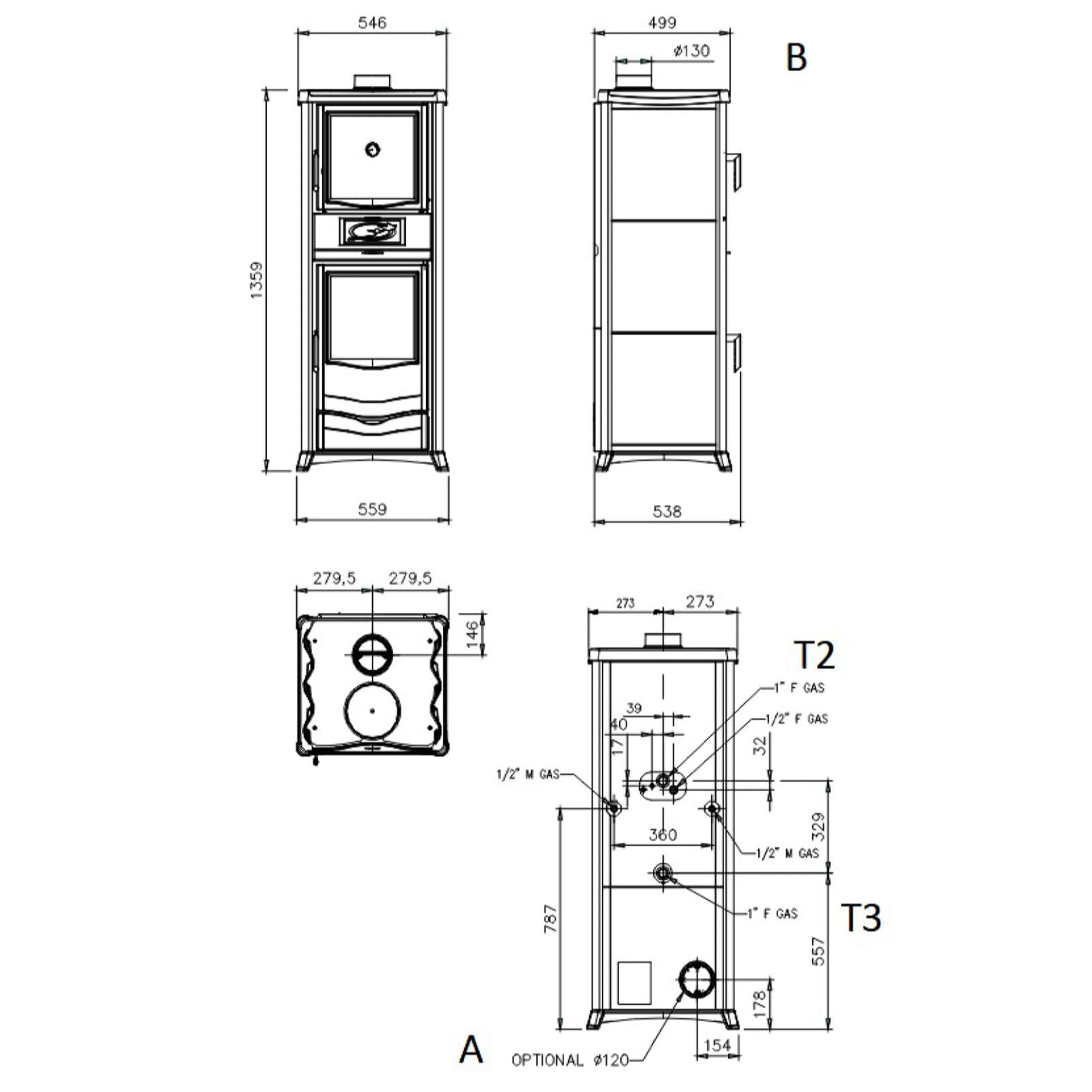 Kaminofen wassergeführt La Nordica TermoRossella Plus Forno DSA 16 Ceramica - 11,1 kW