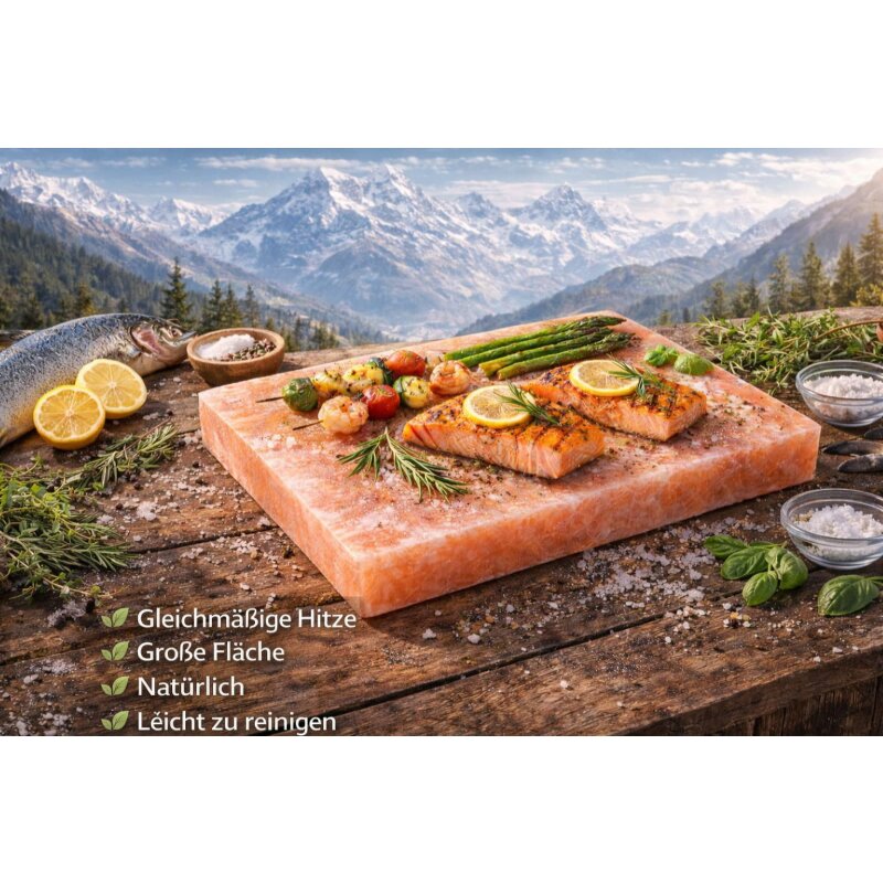 Slateex XXL massive Grillplatte aus Salzstein 40 x 20 x 5cm