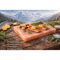Slateex XXL massive Grillplatte aus Salzstein 40 x 20 x 5cm