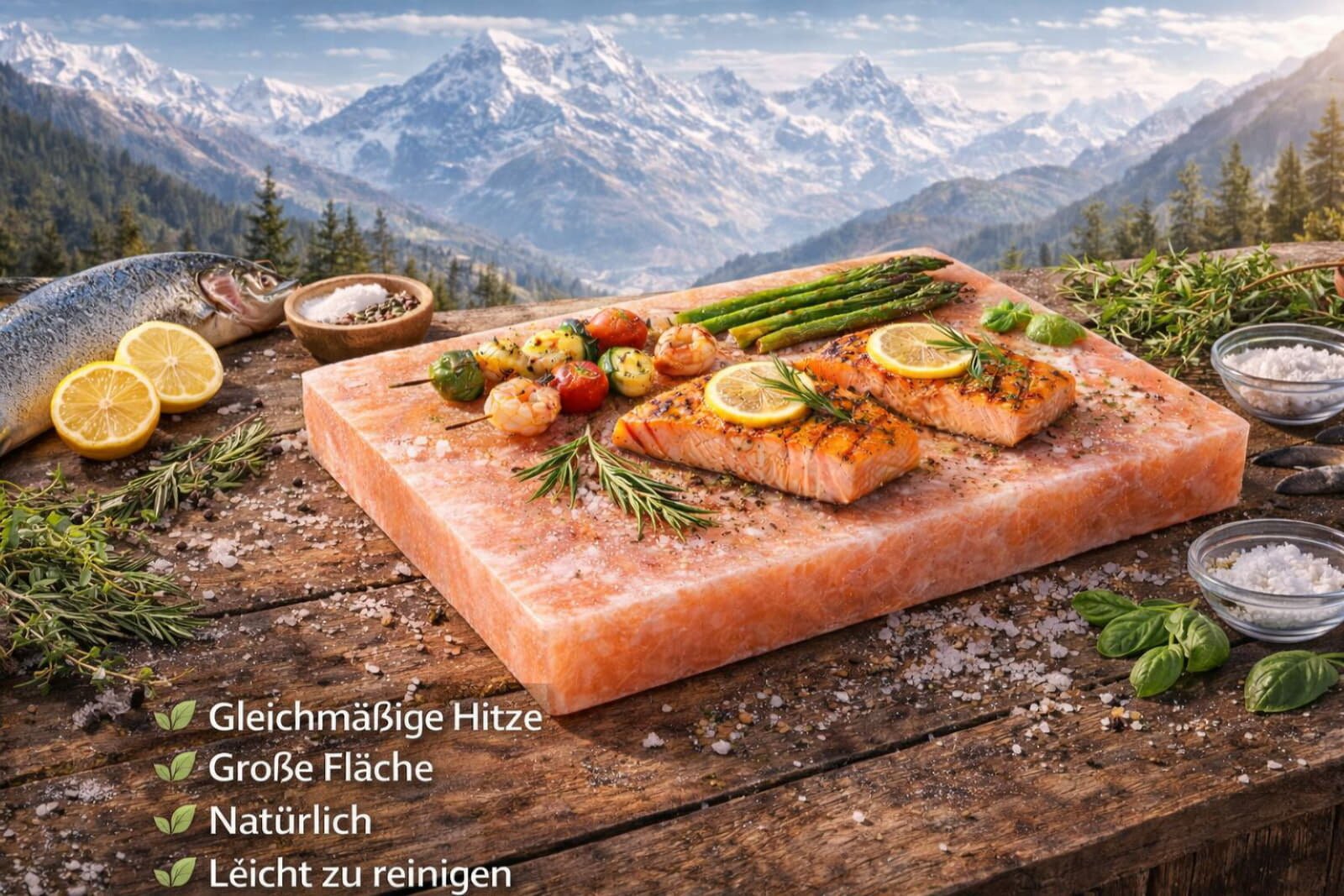 Slateex XXL massive Grillplatte aus Salzstein 40 x 20 x 5cm
