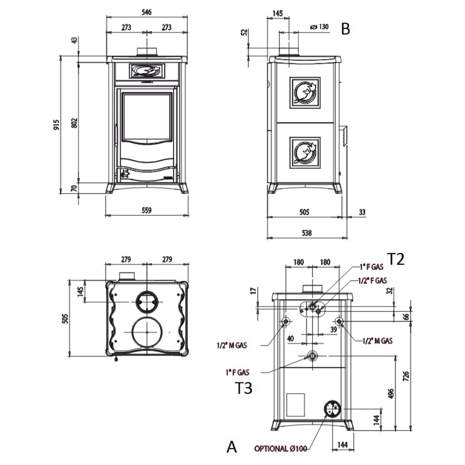 Kaminofen wassergeführt La Nordica TermoRossella Plus DSA 16 Ceramica - 11,1 kW