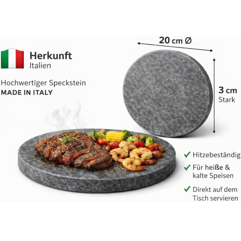 Slateex Rundstein aus Speckstein Ø 20 x 3cm