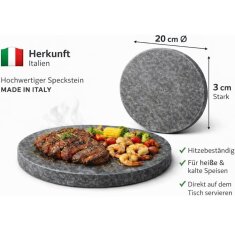 Slateex Rundstein aus Speckstein Ø 20 x 3cm