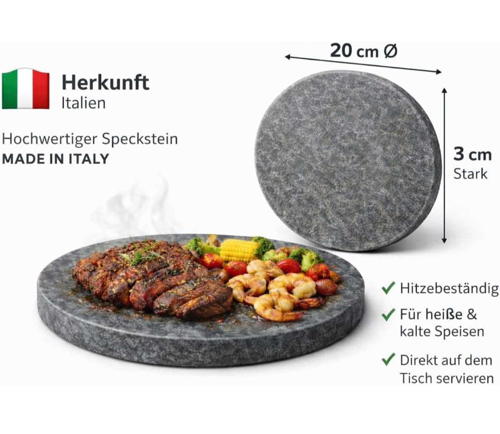 Slateex Rundstein aus Speckstein Ø 20 x 3cm