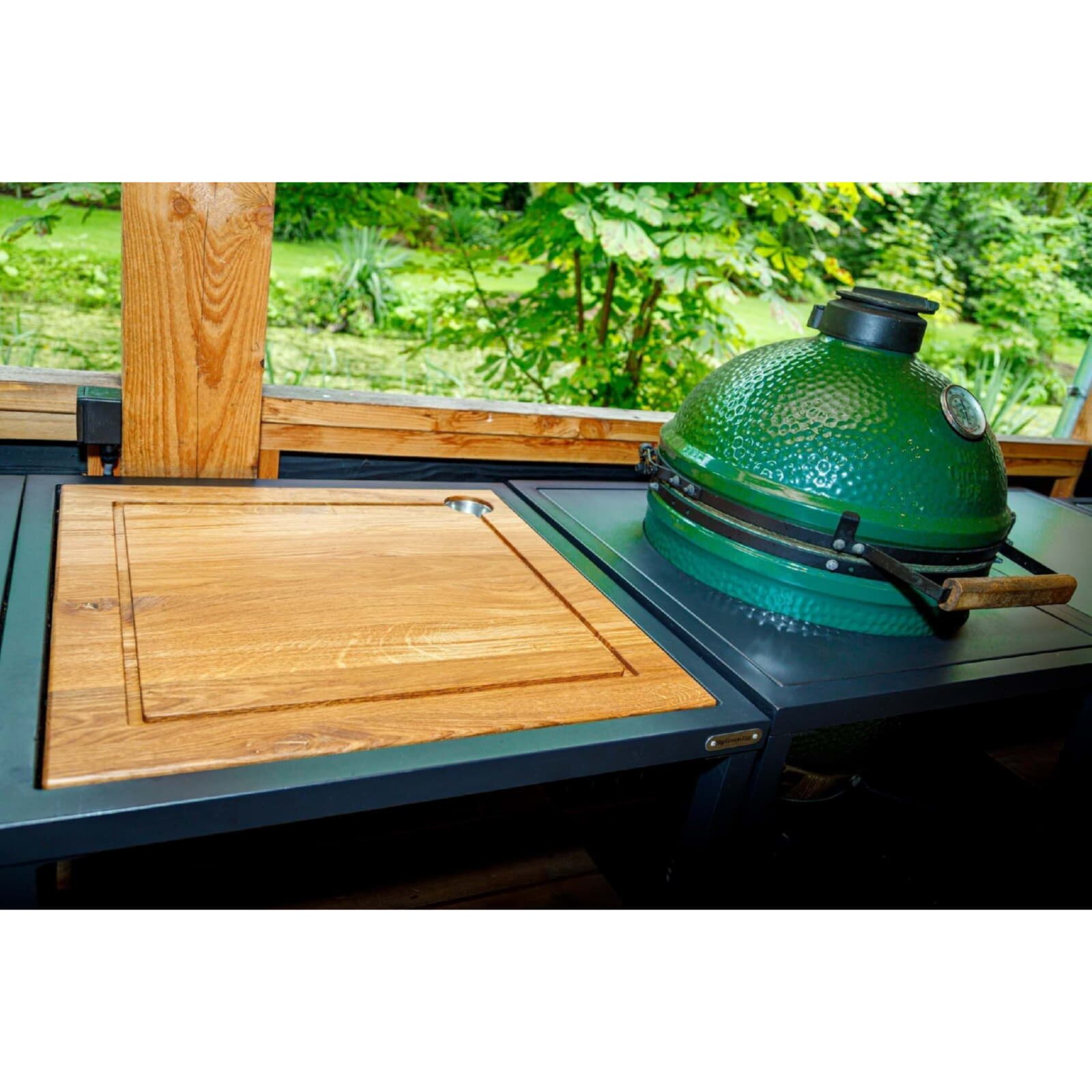 Big Green Egg Schneidebrett mit Saftrinne & Tropfschale für Modulare