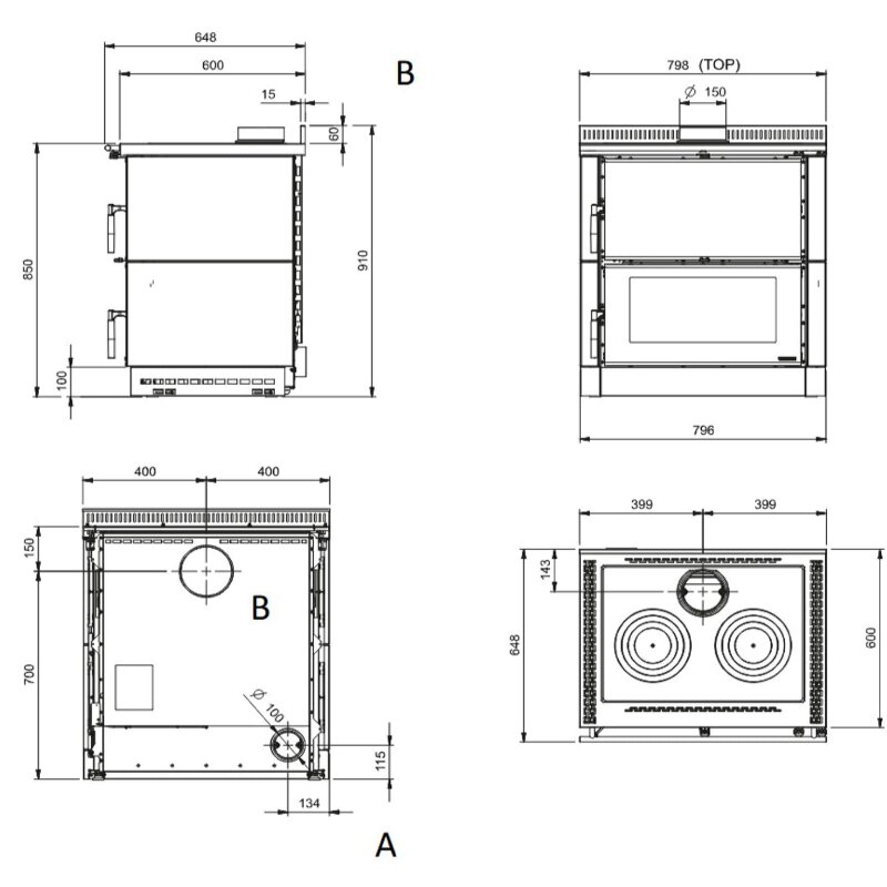 Küchenherd La Nordica Verona XXL 16 Petra - 7,1 kW - Naturstein
