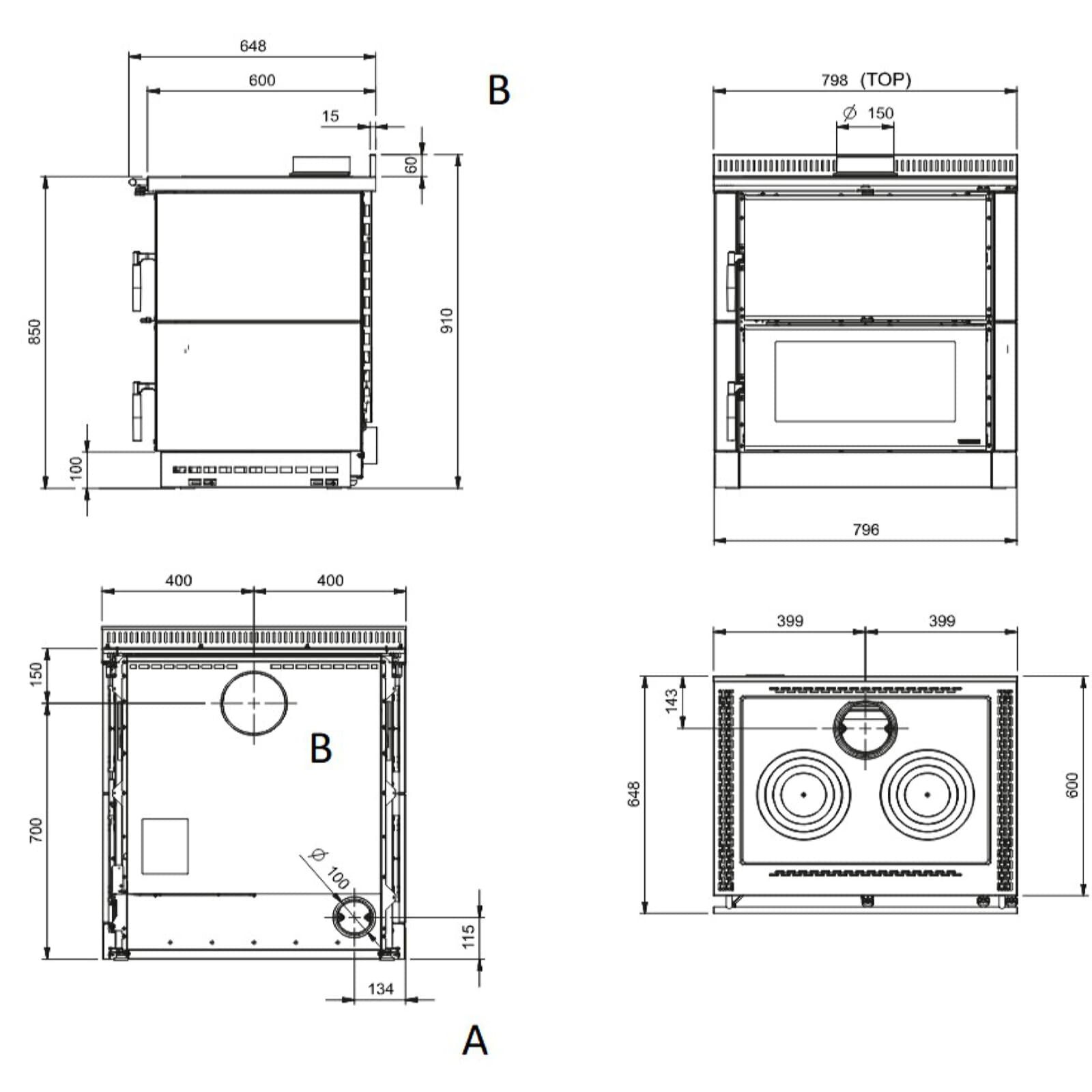 Küchenherd La Nordica Verona XXL 16 Petra - 7,1 kW - Naturstein