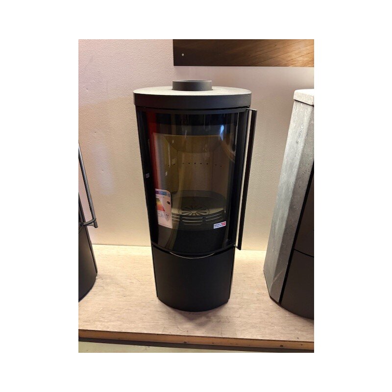 Kaminofen Jydepejsen Cozy Modern mit Seitenfenster - Stahl - 6 kW - Schwarz, DuplicAir Luftrad Edelstahl - AUSSTELLUNGSSTÜCK