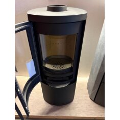 Kaminofen Jydepejsen Cozy Modern mit Seitenfenster - Stahl - 6 kW - Schwarz, DuplicAir Luftrad Edelstahl - AUSSTELLUNGSSTÜCK