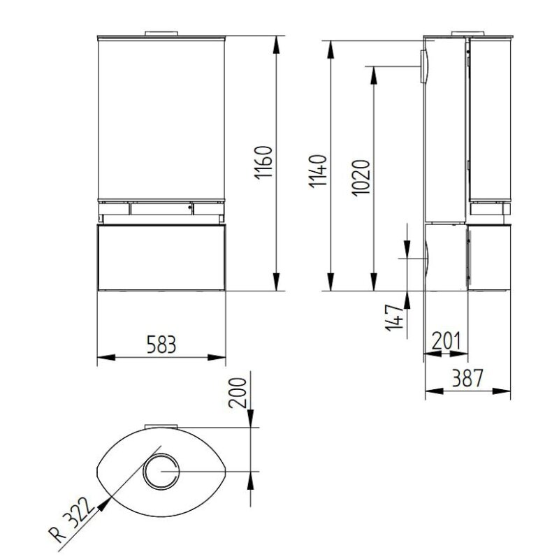 Kaminofen Jydepejsen Elegance Classic - 7 kW - Schwarz, Griffe Edelstahl - AUSSTELLUNGSSTÜCK