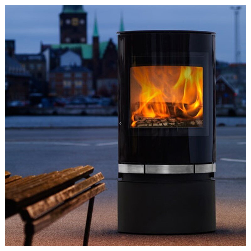 Kaminofen Jydepejsen Elegance Classic - 7 kW - Schwarz, Griffe Edelstahl - AUSSTELLUNGSSTÜCK