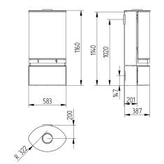 Kaminofen Jydepejsen Elegance Classic - 7 kW - Schwarz, Griffe Edelstahl - AUSSTELLUNGSSTÜCK