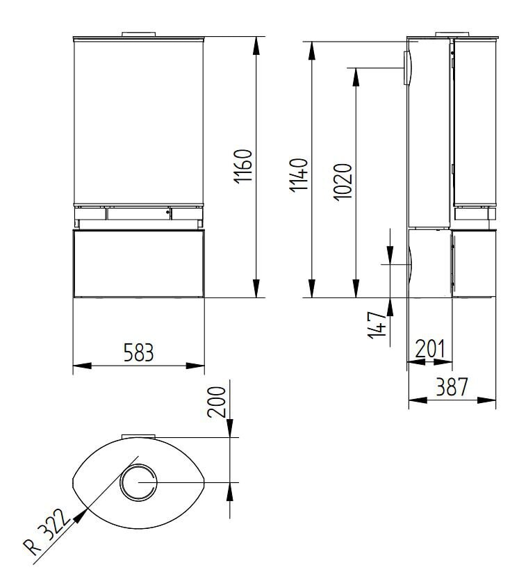 Kaminofen Jydepejsen Elegance Classic - 7 kW - Schwarz, Griffe Edelstahl - AUSSTELLUNGSSTÜCK