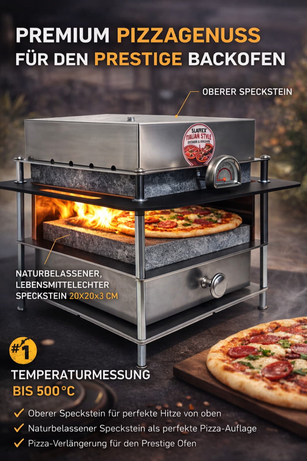 Slateex Pizzasteinofen - Erweiterungsmodul für Prestige