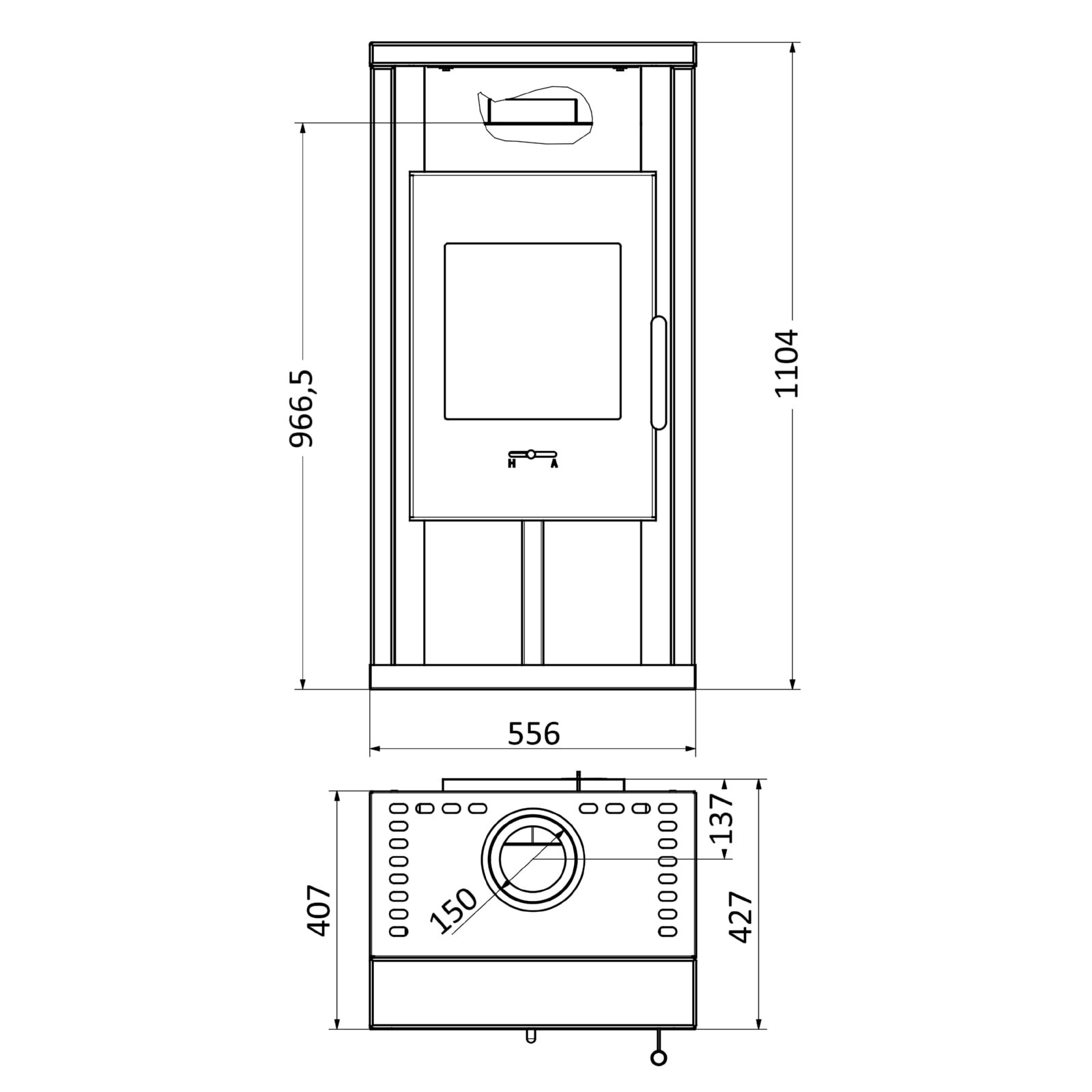 Kaminofen Wamsler Yuna KF108 - 6 kW - Naturstein / Korpus Grau