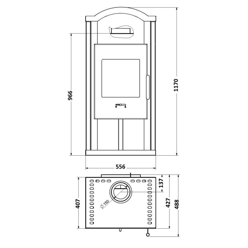 Kaminofen Wamsler Gron - 6 kW - Naturstein / Gussgrau