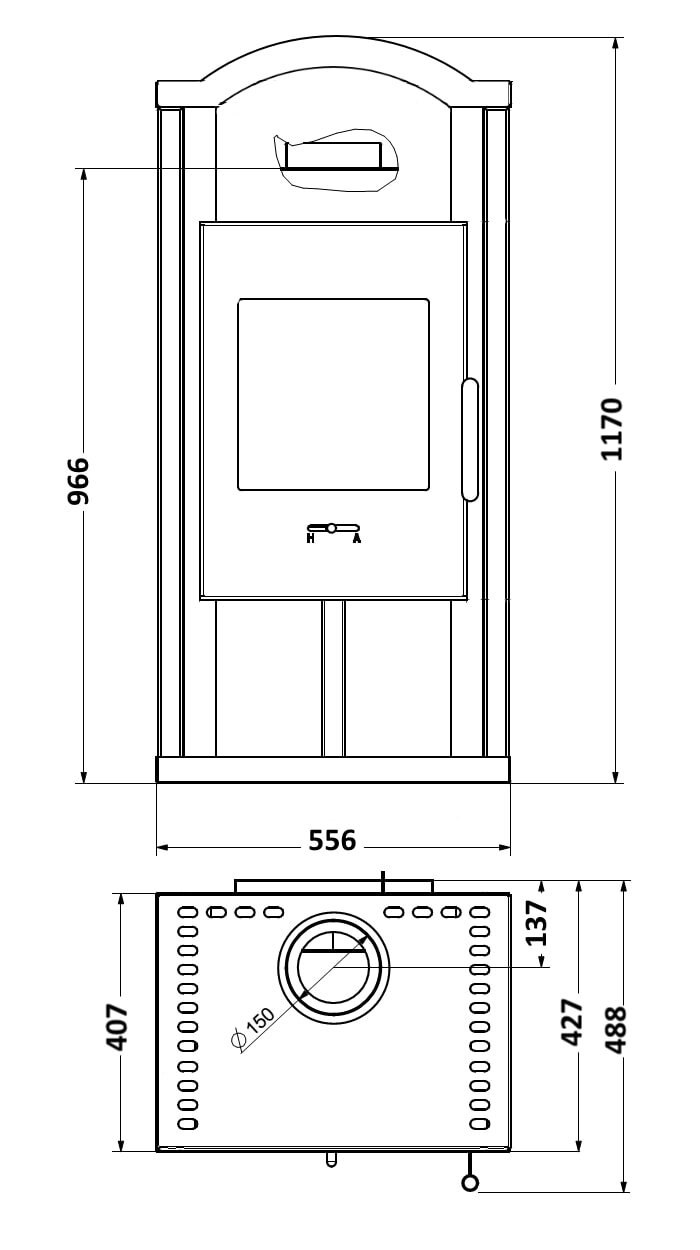 Kaminofen Wamsler Gron - 6 kW - Naturstein / Gussgrau