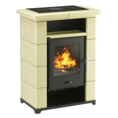 Kaminofen Wamsler Montafon - 7 kW - Schwarz / Keramik Beige
