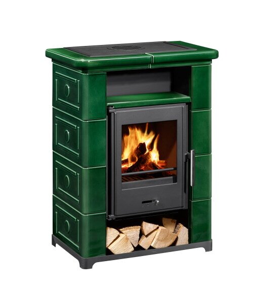 Kaminofen Wamsler Montafon - 7 kW - Schwarz / Keramik Grün